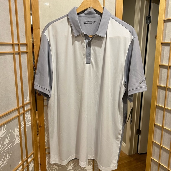 NWT Nike Dri-FIT Colorblock Icon Modern Fit Polo White / Wolf Grey, Size XL - Picture 8 of 12